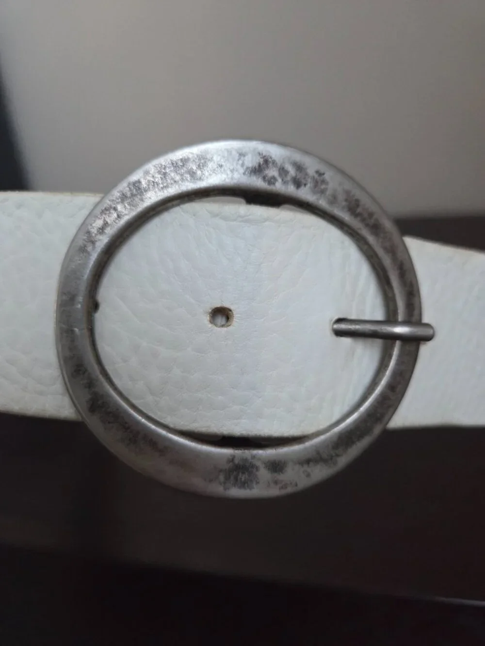 Garuglieri Made in Italy Leather White Belt Hammered Buckle Women's XL Boho